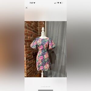 MELLODAY Floral Dress with Pink and Green Accents NWOT